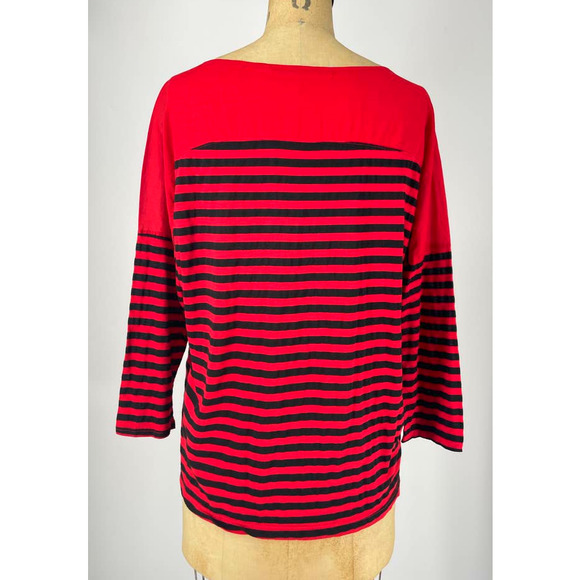 Michael Stars Original T-Shirt Red Black Striped OS - Picture 2 of 8